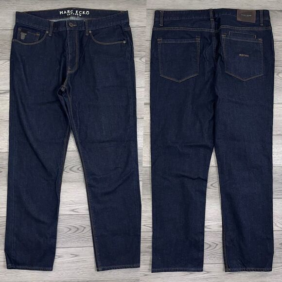 Marc Ecko Cut & Sew Men Size 36 Straight Leg Cotton Dark Wash Denim Classic Jean - Picture 1 of 10